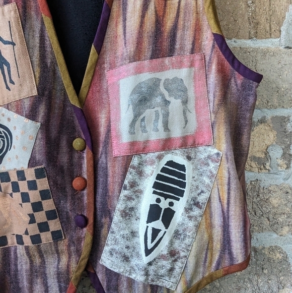 Brie Kriebel Forest Grove Oregon Handmade Patchwork Primitive Vest Large - Picture 4 of 8